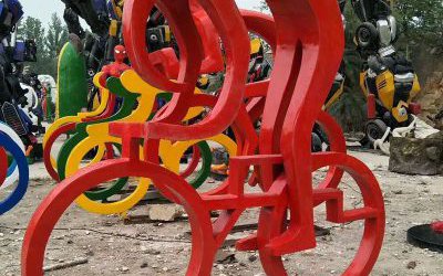 騎車人物玻璃鋼體育運(yùn)動(dòng)雕像公園噴漆景觀擺件