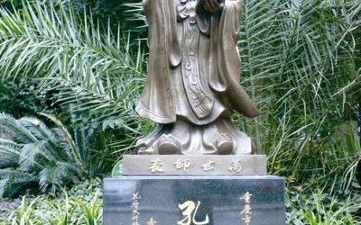 景區花園玻璃鋼仿銅孔子雕塑