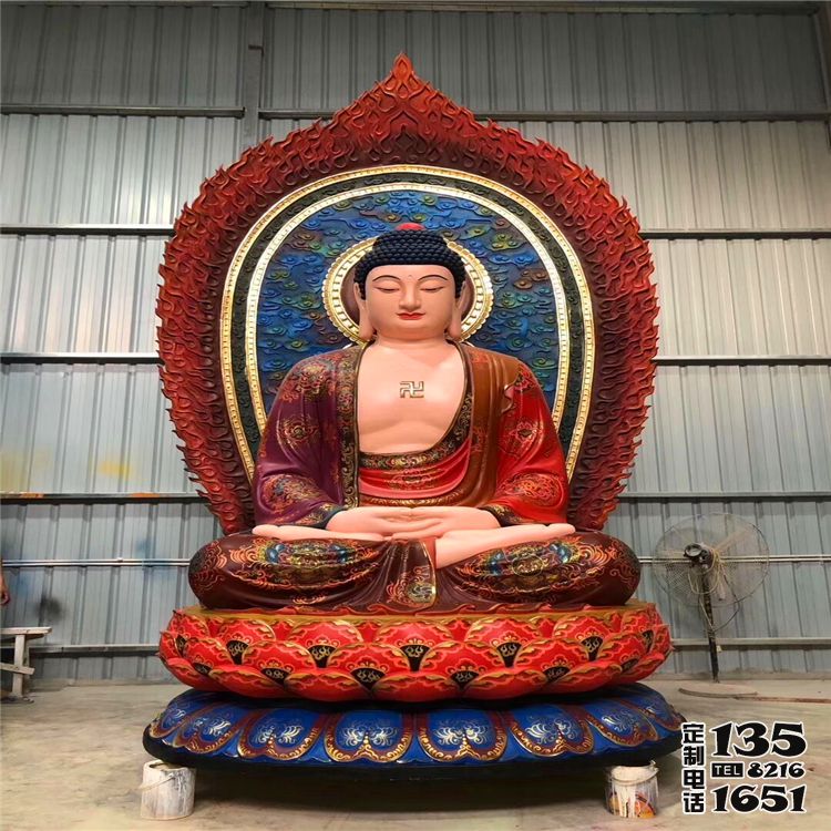 玻璃鋼彩繪大型戶外景區祭拜三寶佛雕塑 玻璃鋼彩繪大型戶外景區祭拜三寶佛雕塑