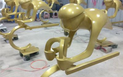 學院玻璃鋼抽象人物騎自行車玻璃鋼雕塑