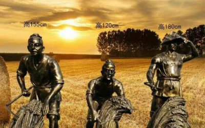 廣場收麥干農活人物玻璃鋼銅雕塑