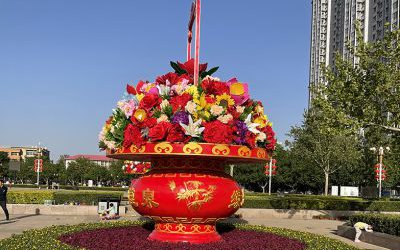 天安門廣場(chǎng)門口玻璃鋼彩繪大花籃雕塑