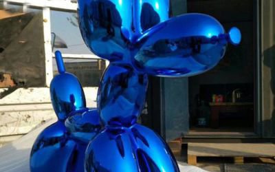 廣場(chǎng)大型氣球玻璃鋼藍(lán)色抽象狗雕塑