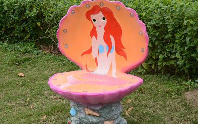 戶外景區(qū)玻璃鋼卡通彩繪貝殼座椅雕塑