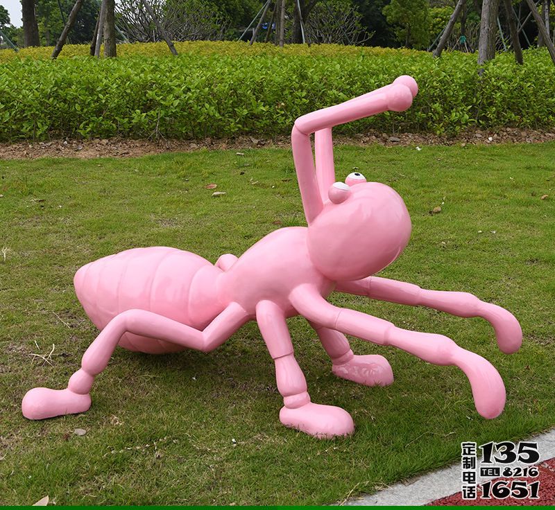 幼兒園創意玻璃鋼卡通粉色螞蟻雕塑 幼兒園創意玻璃鋼卡通粉色螞蟻雕塑
