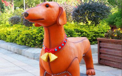 園林景觀裝飾擺件玻璃鋼卡通狗座椅雕塑