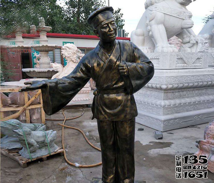 廣場(chǎng)商店雕迎賓人物玻璃鋼仿銅雕塑 廣場(chǎng)商店雕迎賓人物玻璃鋼仿銅雕塑