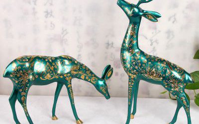 室內裝飾品玻璃鋼彩繪創意梅花鹿雕塑