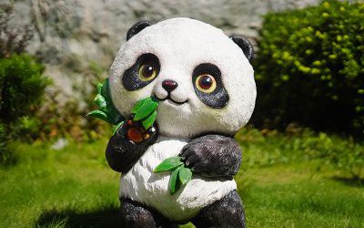廣場(chǎng)花園竹子園林彩繪仿真玻璃鋼熊貓雕塑