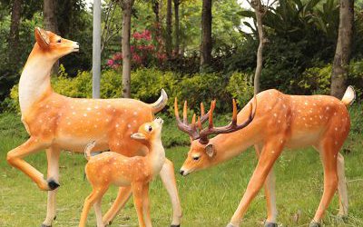 玻璃鋼仿真動物梅花鹿雕塑戶外草坪裝飾品擺件