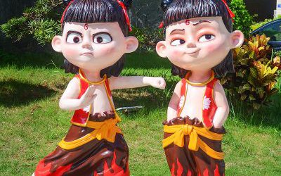 魔童降世卡通公仔商場美陳城市玻璃鋼哪吒雕塑